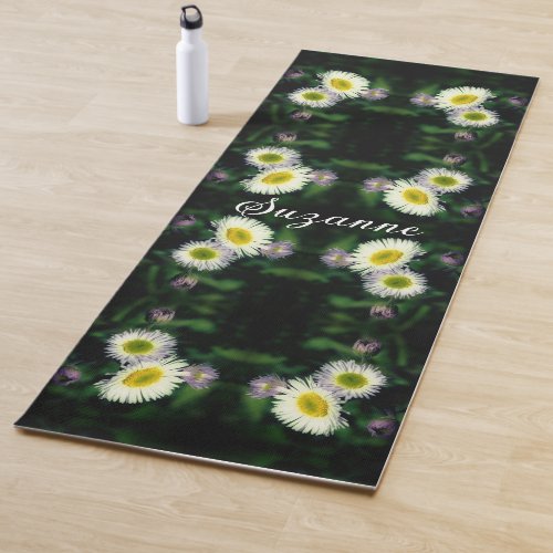 Wild Fleabane Daisy Flower Abstract Personalized Yoga Mat