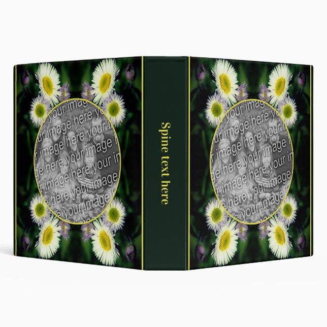Wild Fleabane Daisy Flower Add Your Own Photo 3 Ring Binder (Background)