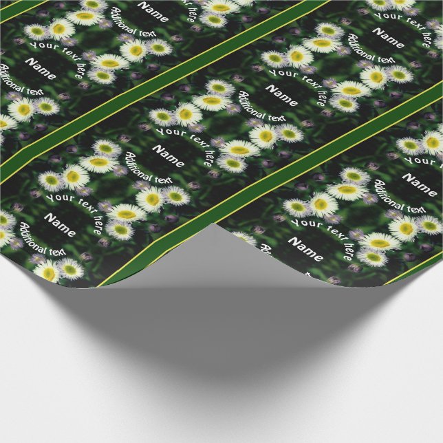 Wild Fleabane Daisy Flower Personalized Wrapping Paper (Corner)