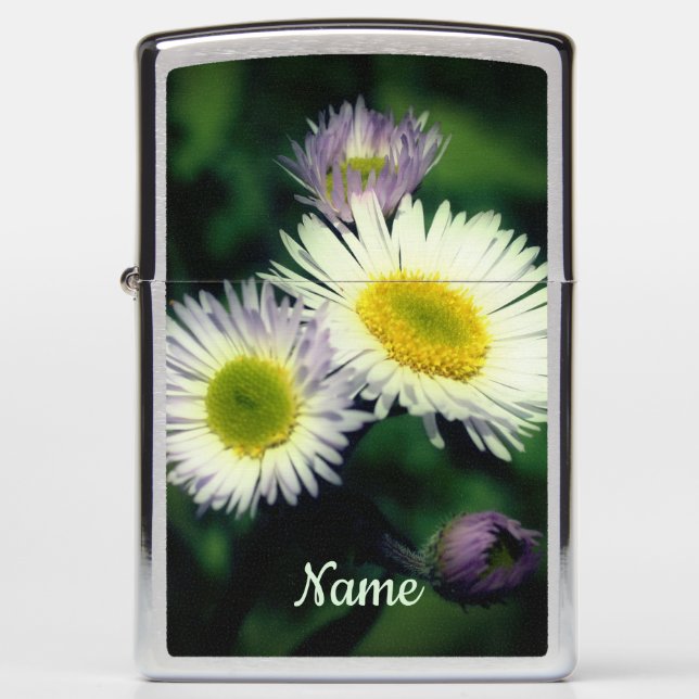 Wild Fleabane Daisy Flower Personalized Zippo Lighter (Front)
