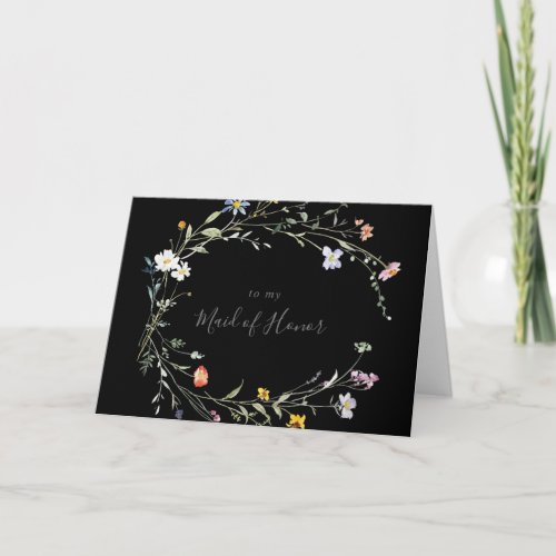 Wild Floral Black Bridal Party Thank You