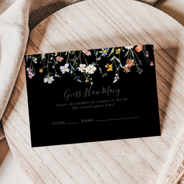 Wild Floral Black Guess How Many Game Card (Creator Uploaded)