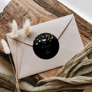 Wild Floral Black Wedding Envelope Seals