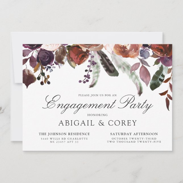 Wild Floral Bloom | Engagement Party Invite (Front)