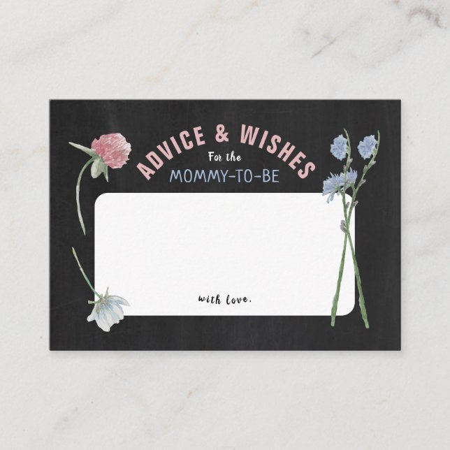 Wild Floral Chalkboard Advice Cards (Front)