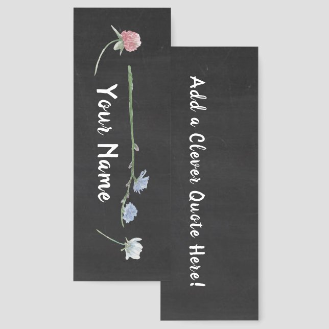 Wild Floral Chalkboard Bookmark (Front & Back)