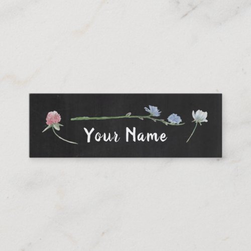 Wild Floral Chalkboard Bookmark Mini Business Card