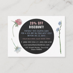 Wild Floral Chalkboard, Discount Voucher Enclosure Card