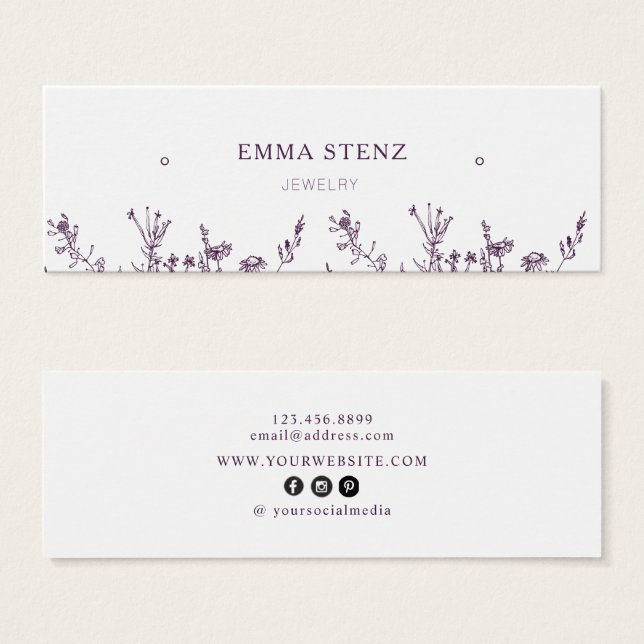 Wild Floral • Earring Hoops Studs Display Card   (Front & Back)