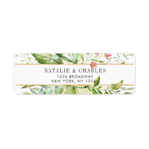 Wild Floral Green Foliage Return Address Label