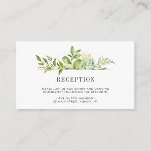 Wild Floral Green Foliage Wedding Reception Enclosure Card