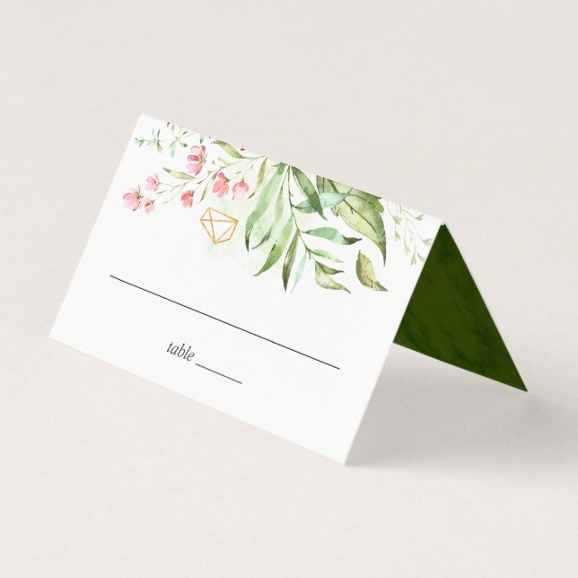 Wild Floral Green Foliage Wedding Table Place (Front)