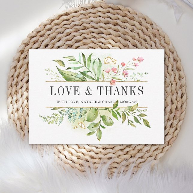 Wild Floral Green Foliage Wedding Thank You Card (Creator Uploaded)