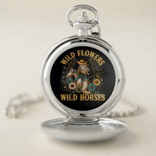 Wild Floral Horses 2026 Artistic Pocket Watch