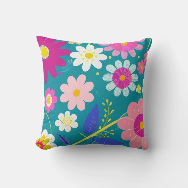 Wild Floral Throw Pillow (Front)