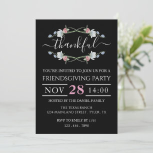 Wild Floral Wreath, Thanksgiving Party Invitation