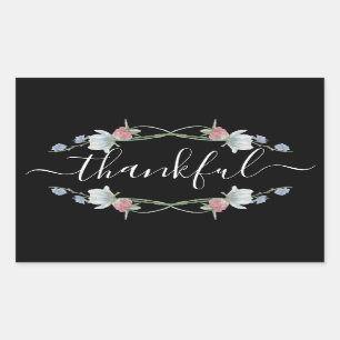Wild Floral Wreath, Thanksgiving Rectangular Sticker
