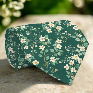 Wild Florals Leaves Nature Green Pattern Neck Tie