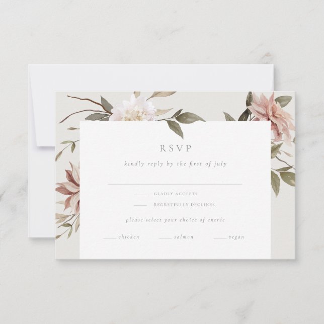 Wild Florals RSVP Card with Entrée Choice (Front)