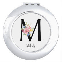 Wild Flower Alphabet M Compact Mirror