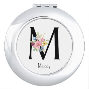Wild Flower Alphabet M Compact Mirror
