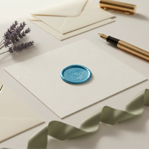 Wild flower and Monogram, wedding Wax Seal Sticker
