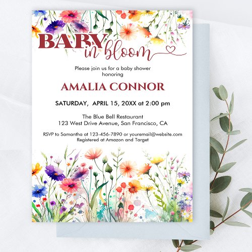 Wild Flower Baby in Bloom Baby Shower Invitation