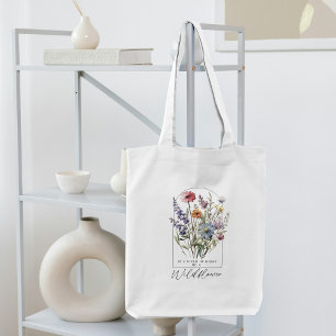 Wild Flower Bliss with Motivation text Tote Bag