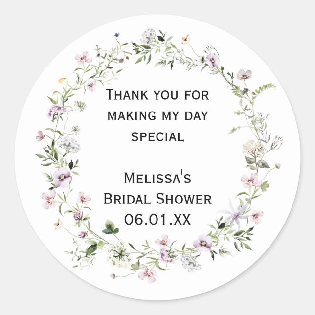 Wild Flower Blooms Personalize Stickers (Front)