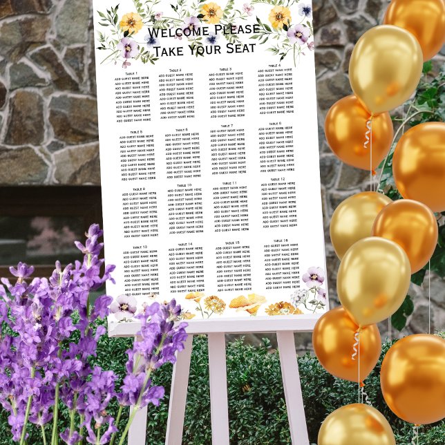 Wild flower blooms seating chart  foam board (Creator Uploaded)