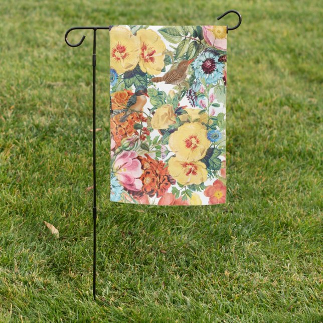 Wild Flower Bouquet on White  Garden Flag (In SItu)