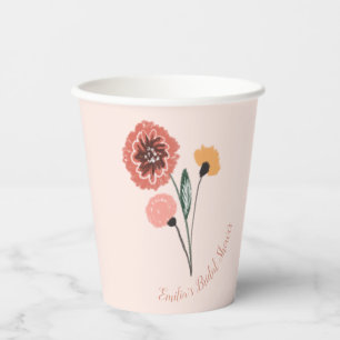 Wild Flower Bunch Floral Art Bridal Shower Paper Cups