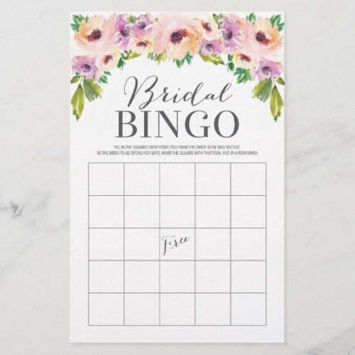 Wild Flower Double Sided Bridal Shower Games Flyer
