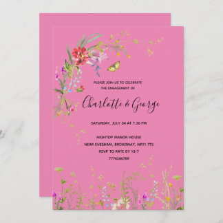 Wild flower Engagement Party Invitation