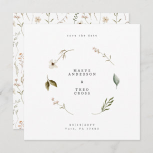 Wild flower floral elegant minimal save the date