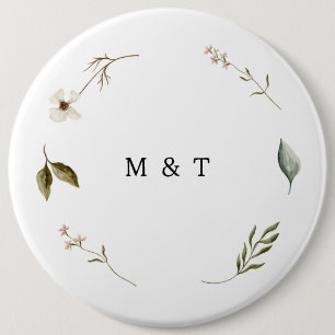Wild flower floral elegant minimal wedding decor Button
