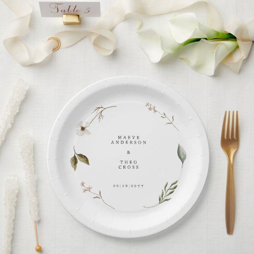  Wild flower floral elegant minimal wedding decor Paper Plates