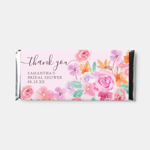 Wild flower floral watercolor bridal shower purple hershey bar favors