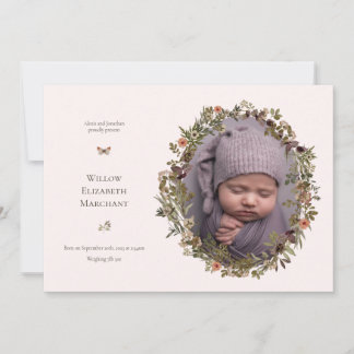 Wild Flower Frame New Baby Birth Announcement