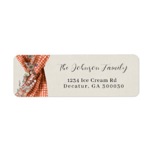 Wild flower Gingham return adress label. Label