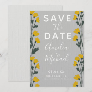 Wild Flower Hand-Drawn Botanical Save the Date B
