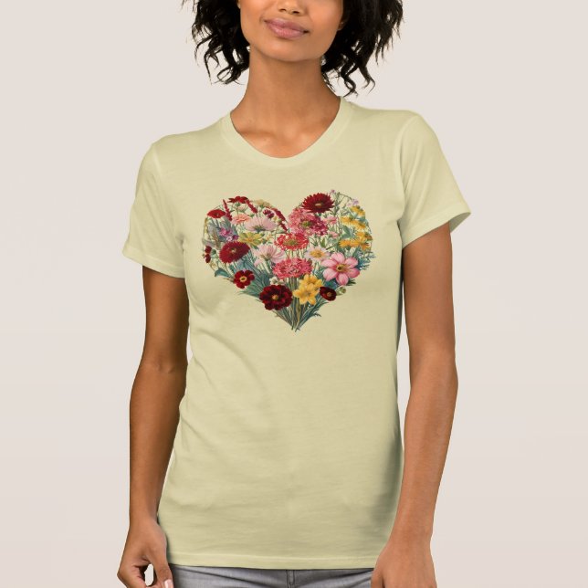 Wild Flower Heart T-Shirt, Nature Lover Tee (Front)