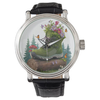 Wild flower hiking boots watch