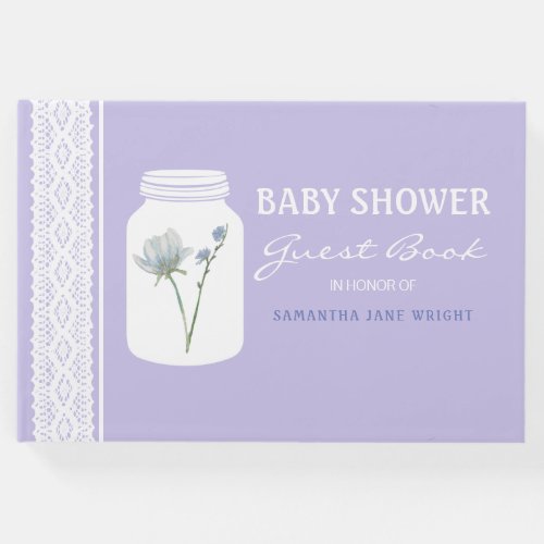 Wild Flower Mason Jar and Lace Baby Shower Guest Book