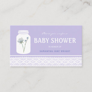 Wild Flower Mason Jar & Lace Baby Shower Ticket Enclosure Card