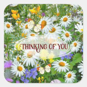 Wild Flower Meadow Thinking of You Square Sticker