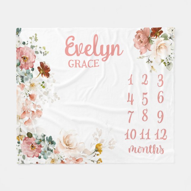 Wild Flower Milestone Blanket, Milestone Blanket (Front (Horizontal))