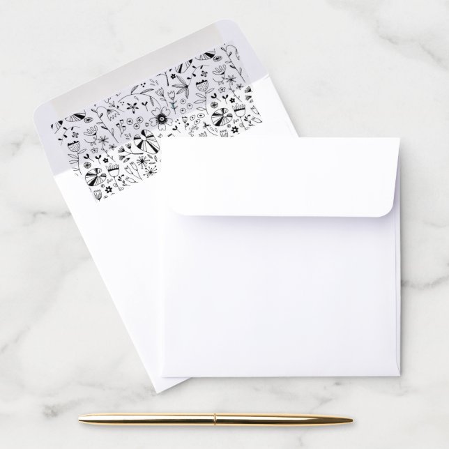 Wild Flower Monochrome Envelope Liner (Desk)