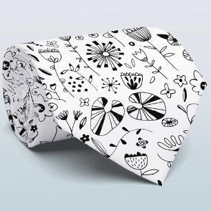 Wild Flower Monochrome Neck Tie