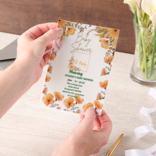wild flower orange baby showerVellum Overlay Vellum Invitations